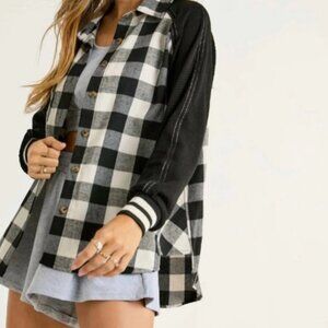 J. NNA Women's Anne Plaid Long Sleeves Shacket - M